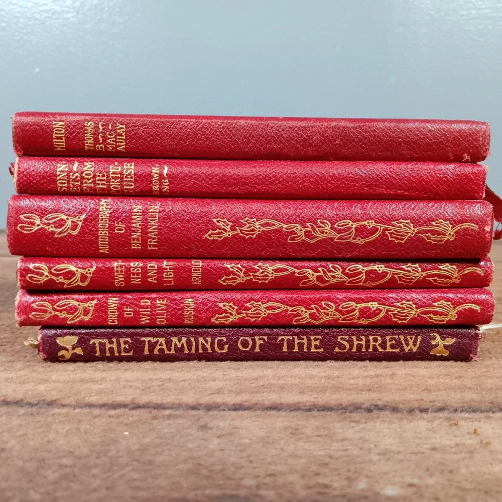 Miniature Classic Literature Books Lot of 6 Red Gold Gilded Editions